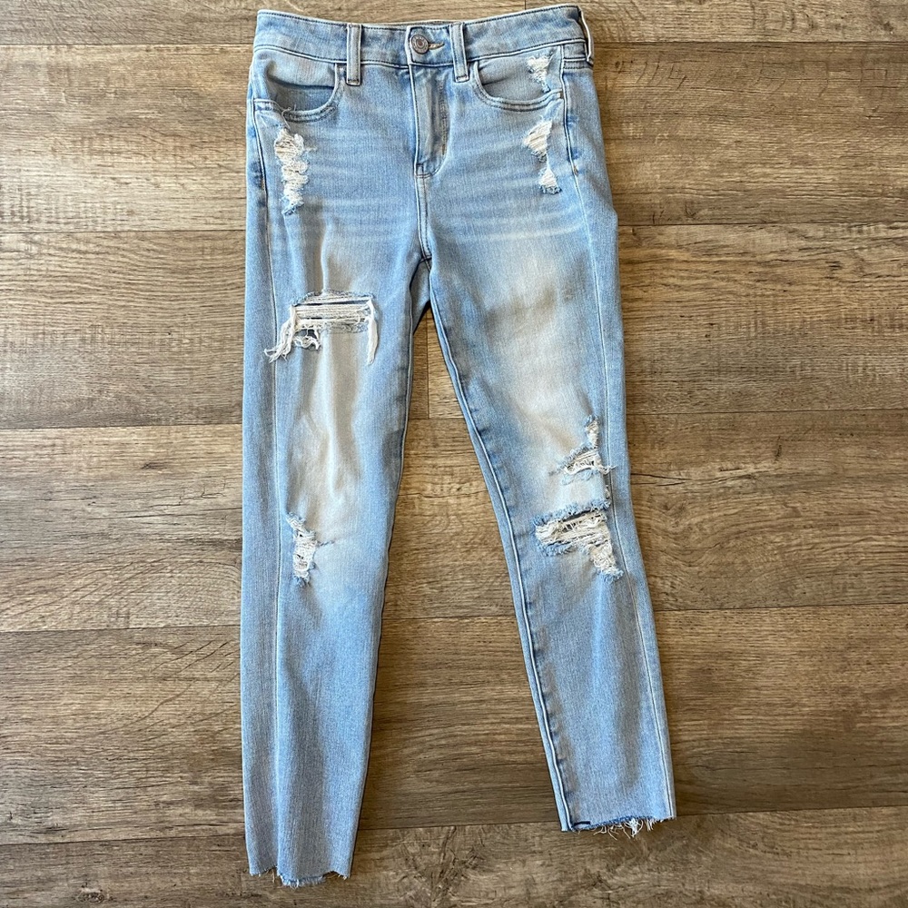 American Eagle ripped high rise skinny jeans